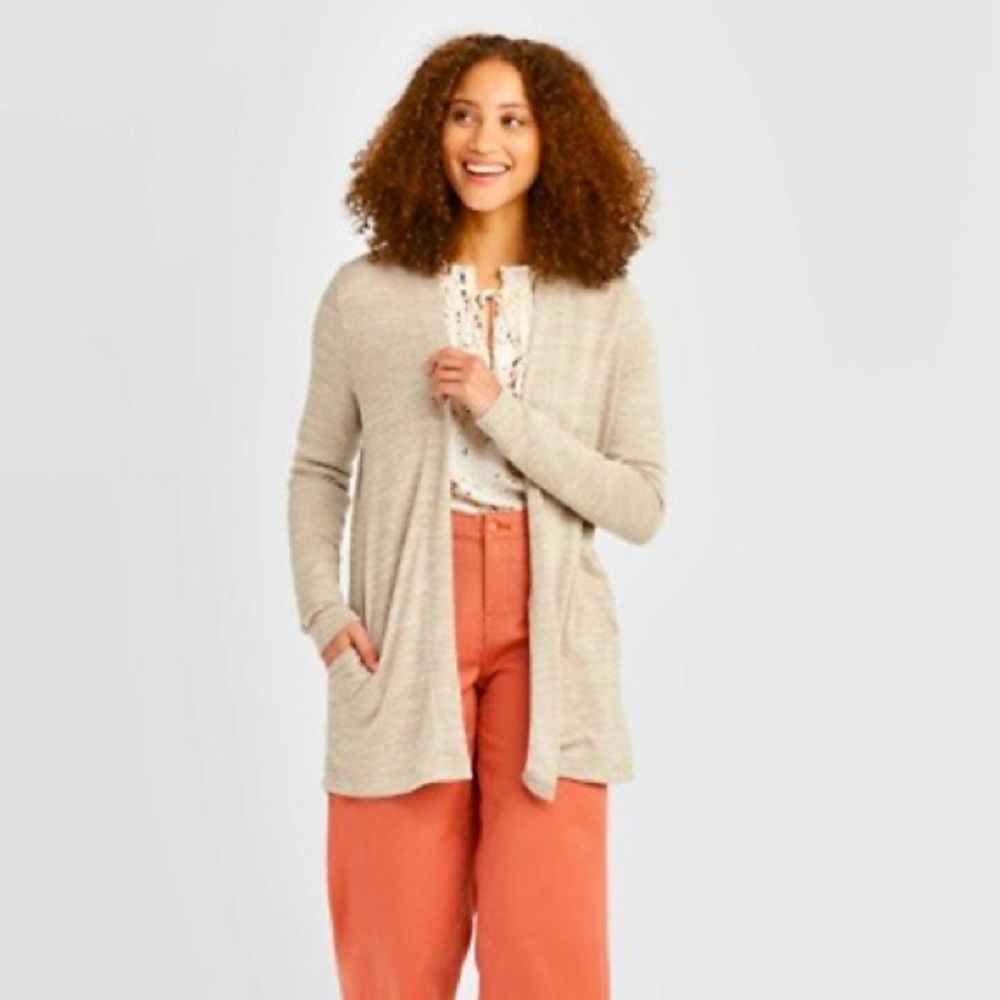 Open Front Oatmeal Cardigan